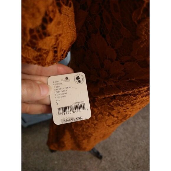 Free People Sleeve Lace Cut Out Dress NWT Sm Boho Cottage Core Feminine - Picture 6 of 12